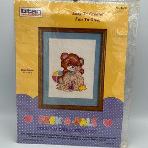 Titan Needlecraft Counted Cross Stitch Kit Bears Picture 8x10" #1453 New Sealed